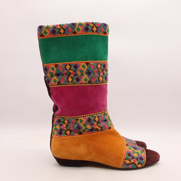 Bally Shoes - Bally Multicolor Pattered High Boots Women's Size 6.5 B Made in Italy